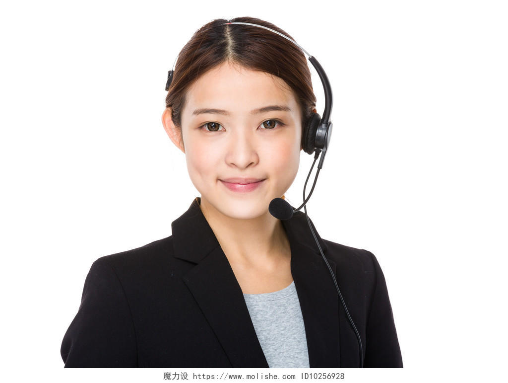 带耳机的亚洲女性客户服务操作员